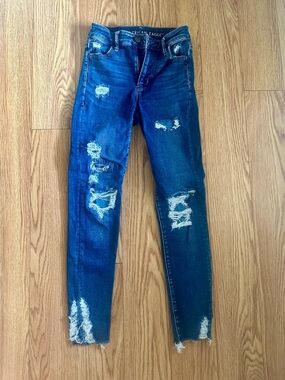 American Eagle Outfitters Women's Ripped Skinny Jeans - Blue